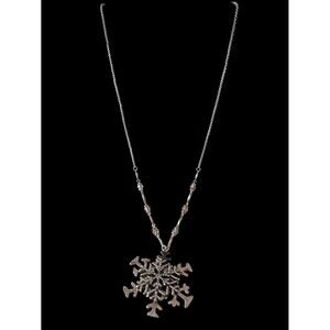 Silver Snowflake Pendant Necklace With Slider Adjustment